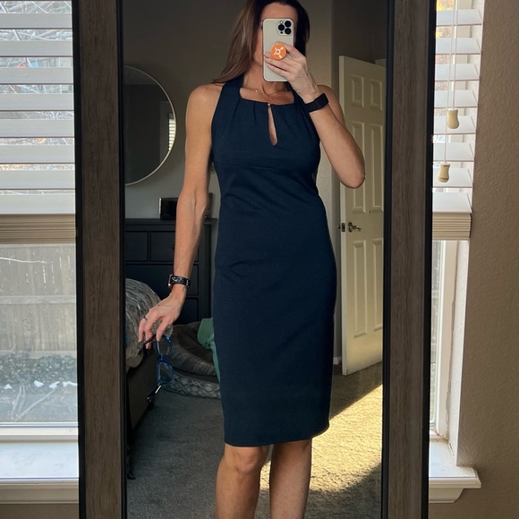 Max Studio Pencil Dress Keyhole Neck Blue Size Small - Picture 1 of 4